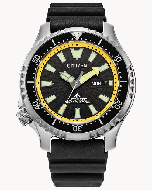 Promaster Dive Automatic Black Dial Polyurethane Strap NY0130 08E CITIZEN
